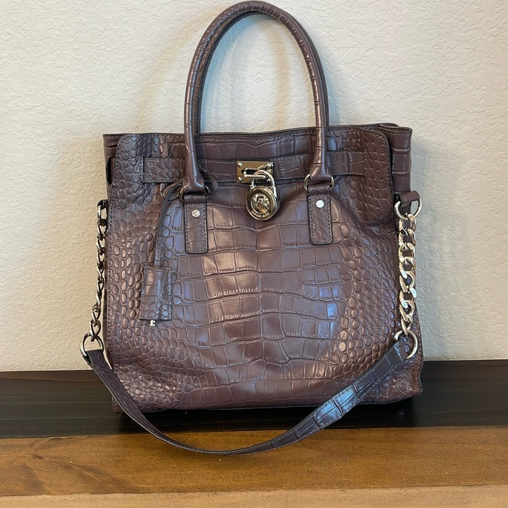 Michael Kors Croc print purple satchel/shoulder bag
